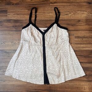 Torrid Cream Jacquard Cami Black Contrast Trim Babydoll Top Women XL Coquette